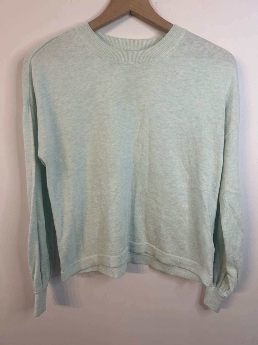 LILLA P Women’s Mint Green Cotton Modal Easy Pullover Sweater, Size XS